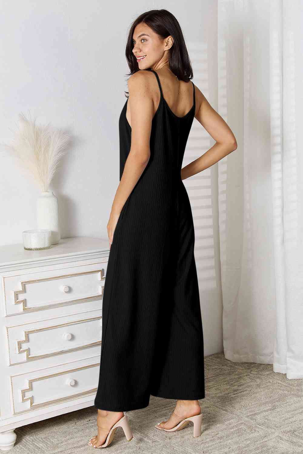 Basic Bae Spaghetti Strap Jumpsuit - Full Size V-Neck Design