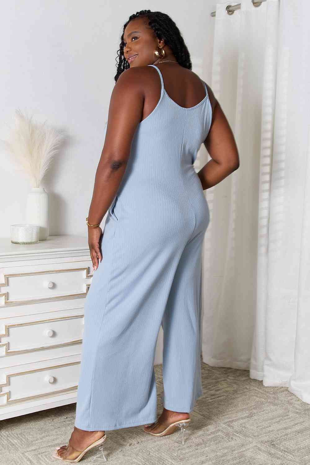Basic Bae Spaghetti Strap Jumpsuit - Full Size V-Neck Design