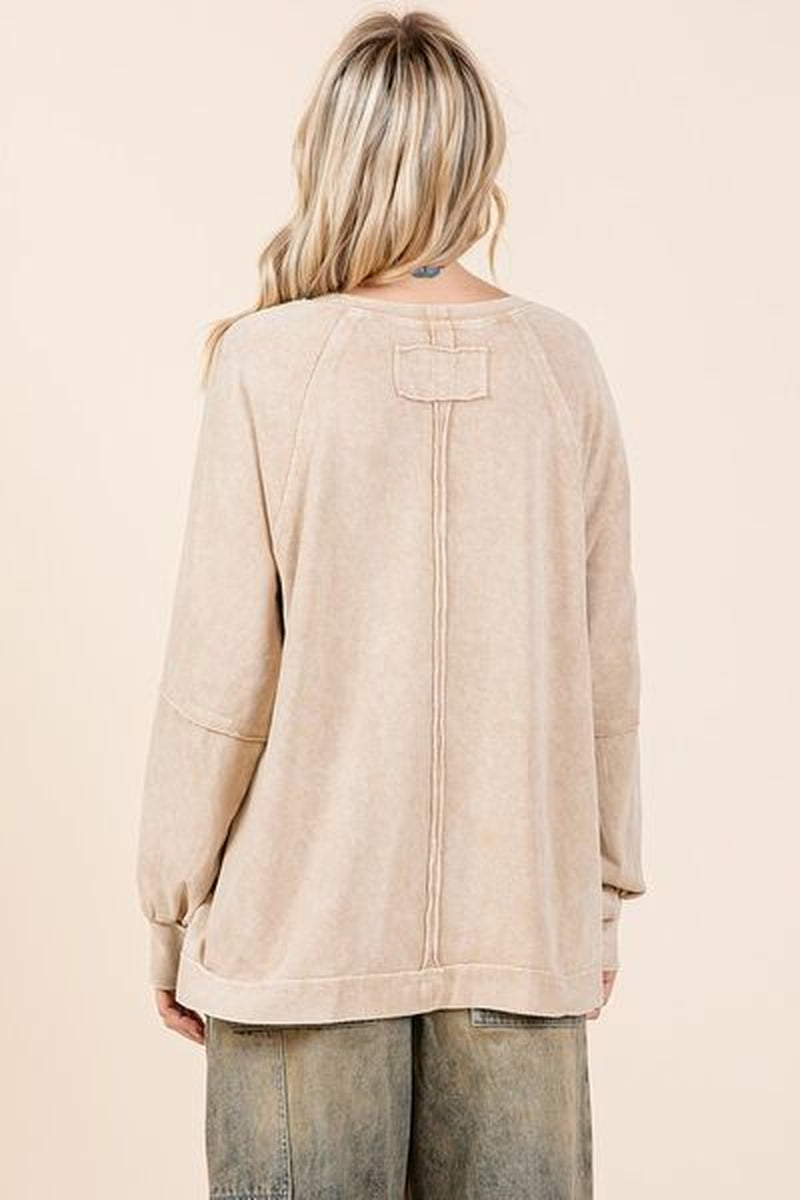 Mittoshop Mineral Wash Raglan Long Sleeve Oversized Top